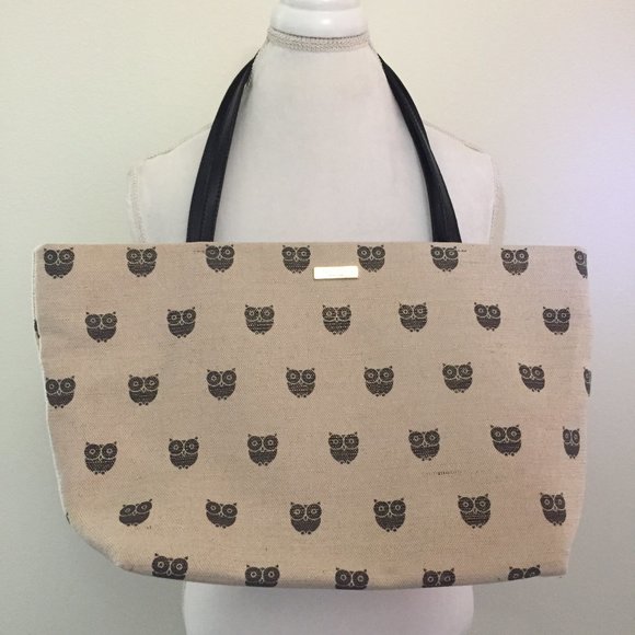 kate spade Handbags - Kate Spade Wise Owl Tote  Open Top Natural Fabric